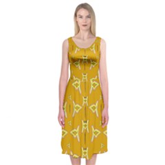 Fishes Talking About Love And   Yellow Stuff Midi Sleeveless Dress by pepitasart