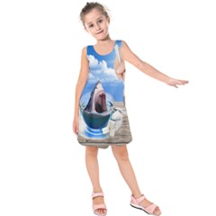 Cup Of Tea Kids  Sleeveless Dress by Valentinaart