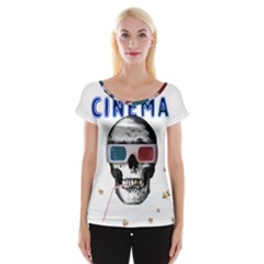 Cinema Skull Cap Sleeve Tops by Valentinaart