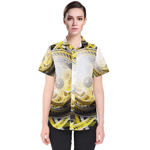 Incredible Eye Of A Yellow Construction Robot Women s Short Sleeve Shirt by jayaprime