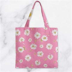 Pink Flowers Zipper Grocery Tote Bag by NouveauDesign