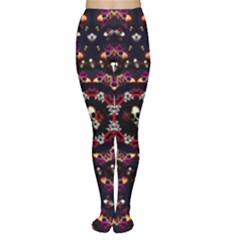 Floral Skulls In The Darkest Environment Women s Tights by pepitasart