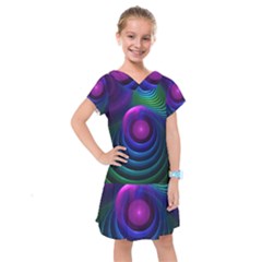 Beautiful Rainbow Marble Fractals In Hyperspace Kids  Drop Waist Dress by jayaprime