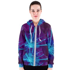 Beautiful Bioluminescent Sea Anemone Fractalflower Women s Zipper Hoodie by jayaprime