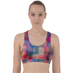 Rainbow Prism Plaid  Back Weave Sports Bra