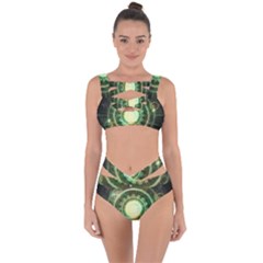 Green Chaos Clock, Steampunk Alchemy Fractal Mandala Bandaged Up Bikini Set  by jayaprime