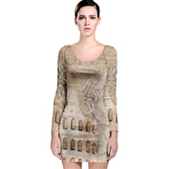 Colosseum Rome Caesar Background Long Sleeve Bodycon Dress by Celenk