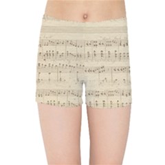 Vintage Beige Music Notes Kids Sports Shorts