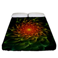 Beautiful Orange-green Desert Cactus Fractalspiral Fitted Sheet (california King Size) by jayaprime