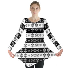 Snowflakes - Christmas Pattern Long Sleeve Tunic  by Valentinaart