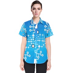 Block Chain Data Records Concept Women s Short Sleeve Shirt