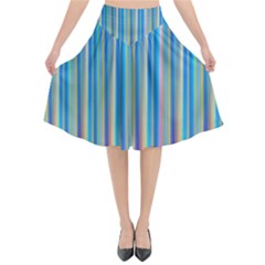 Colorful Color Arrangement Flared Midi Skirt by Celenk