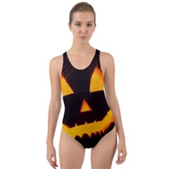 Pumpkin Helloween Face Autumn Cut-out Back One Piece Swimsuit by Celenk