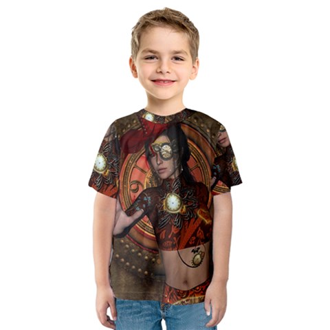 Steampunk, Wonderful Steampunk Lady Kids  Sport Mesh Tee by FantasyWorld7