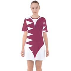 Heart Love Flag Qatar Sixties Short Sleeve Mini Dress