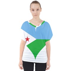 Heart Love Flag Djibouti Star V-neck Dolman Drape Top