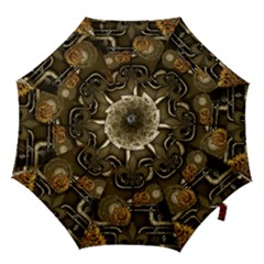 Wonderful Noble Steampunk Design, Clocks And Gears And Butterflies Hook Handle Umbrellas (small) by FantasyWorld7