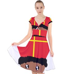 Cutieful Kids Art Funny Zwarte Piet Friend Of St  Nicholas Wearing His Miter Cap Sleeve Front Wrap Midi Dress by yoursparklingshop