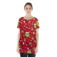 Grinch Pattern Skirt Hem Sports Top by Valentinaart