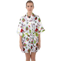 Grinch Pattern Quarter Sleeve Kimono Robe by Valentinaart