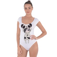 Kawaii Panda Girl Short Sleeve Leotard  by Valentinaart