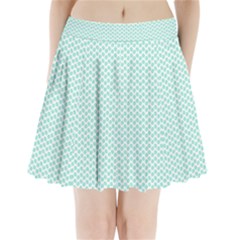 Tiffany Aqua Blue Lipstick Kisses On White Pleated Mini Skirt by PodArtist