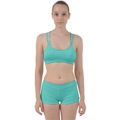 White Polkadot Hearts On Tiffany Aqua Blue  Women s Sports Set by PodArtist