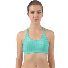 White Polkadot Hearts On Tiffany Aqua Blue  Back Web Sports Bra by PodArtist