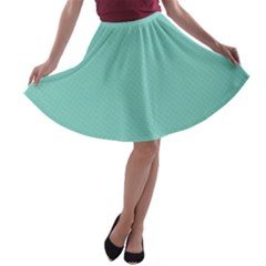 Tiffany Aqua Blue Puffy Quilted Pattern A-line Skater Skirt by PodArtist