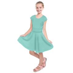 Tiffany Aqua Blue Puffy Quilted Pattern Kids  Short Sleeve Dress by PodArtist