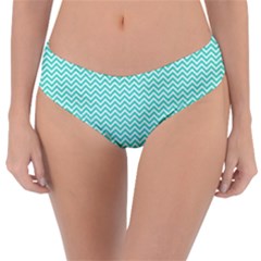 Tiffany Aqua Blue Chevron Zig Zag Reversible Classic Bikini Bottoms by PodArtist