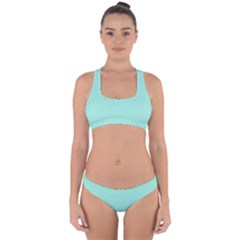 Tiffany Aqua Blue Chevron Zig Zag Cross Back Hipster Bikini Set by PodArtist