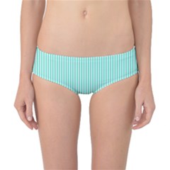 Classy Tiffany Aqua Blue Sailor Stripes Classic Bikini Bottoms by PodArtist