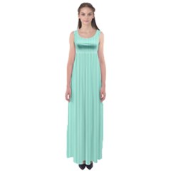 Classy Tiffany Aqua Blue Sailor Stripes Empire Waist Maxi Dress by PodArtist