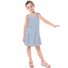 Powder Blue Stitched And Quilted Pattern Kids  Sleeveless Dress by PodArtist