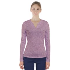 Pattern V-neck Long Sleeve Top