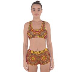 Sunshine Mandala And Other Golden Planets Racerback Boyleg Bikini Set by pepitasart