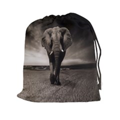 Elephant Black And White Animal Drawstring Pouches (xxl) by Celenk