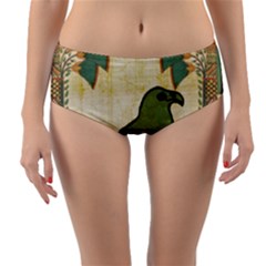 Egyptian Paper Papyrus Bird Reversible Mid-waist Bikini Bottoms by Celenk