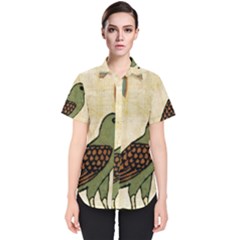 Egyptian Paper Papyrus Bird Women s Short Sleeve Shirt