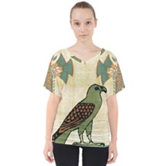 Egyptian Paper Papyrus Bird V-neck Dolman Drape Top