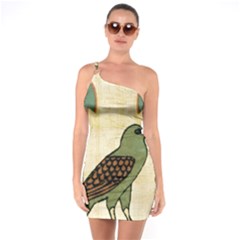 Egyptian Paper Papyrus Bird One Soulder Bodycon Dress by Celenk