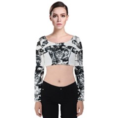 Black Music Urban Swag Hip Hop Velvet Long Sleeve Crop Top by Celenk