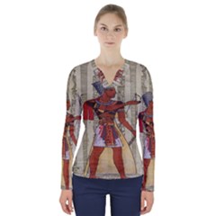 Egyptian Design Man Royal V-neck Long Sleeve Top