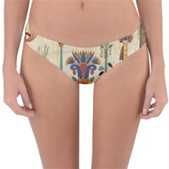 Egyptian Paper Papyrus Hieroglyphs Reversible Hipster Bikini Bottoms by Celenk