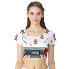 Hilarious Holidays  Short Sleeve Crop Top by Valentinaart