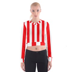 Wide Red And White Christmas Cabana Stripes Cropped Sweatshirt