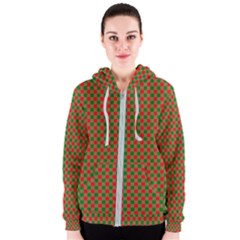 Large Red And Green Christmas Gingham Check Tartan Plaid Women s Zipper Hoodie