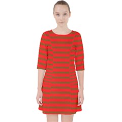 Christmas Red And Green Bedding Stripes Pocket Dress by PodArtist