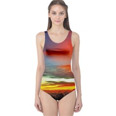 Sunset Mountain Indonesia Adventure One Piece Swimsuit by Celenk